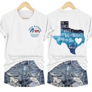 Retro Texas Strong The Stars At Night Are Big And Bright Deep In The Heart Of Texas Print T Shirt 3