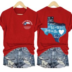 Retro Texas Strong The Stars At Night Are Big And Bright Deep In The Heart Of Texas Print T Shirt 4
