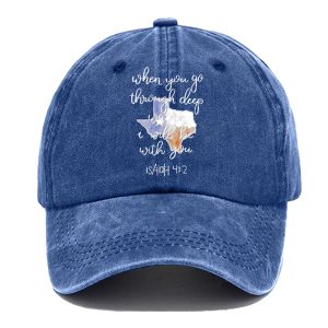 Retro Texas Strong When You Go Through Deep Waters I Will Be With You Isaiah 432 Print Baseball Cap
