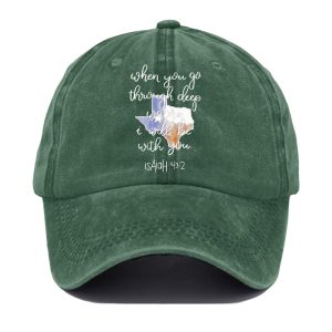 Retro Texas Strong When You Go Through Deep Waters I Will Be With You Isaiah 43:2 Print Baseball Cap