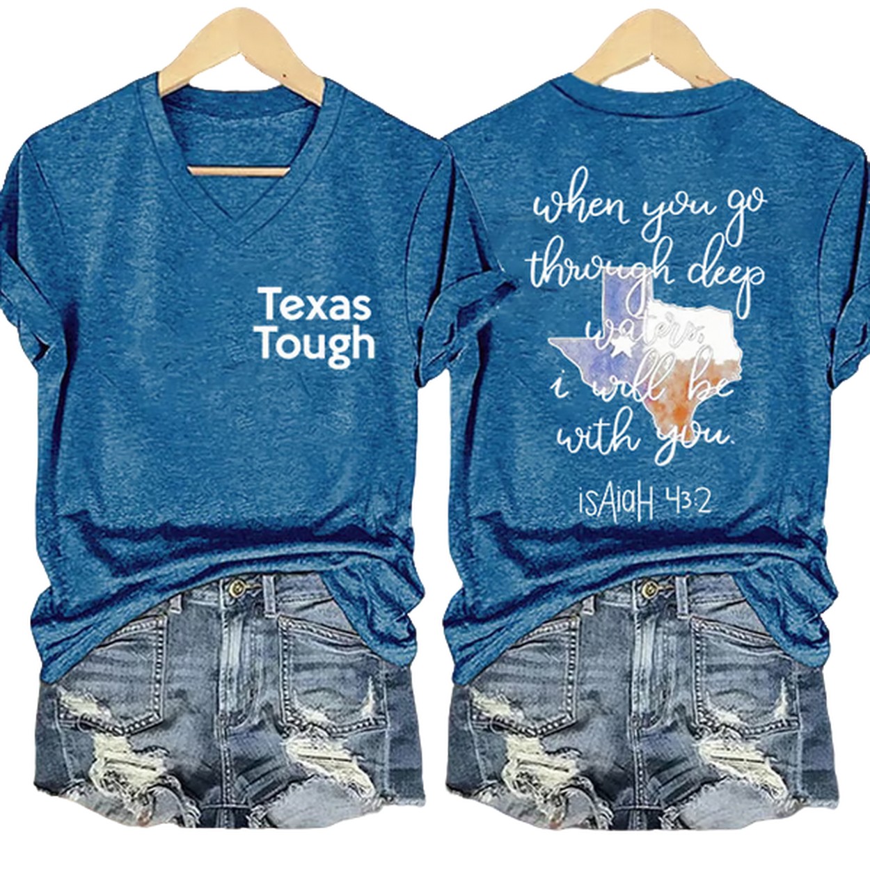 Retro Texas Tough When You Go Through Deep Waters I Will Be With You Isaiah 432 Print T Shirt Retro Texas Tough When You Go Through Deep Waters I Will Be With You Isaiah 432 Print T Shirt