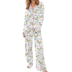Salty Margarita Watercolor Satin Pajama Set
