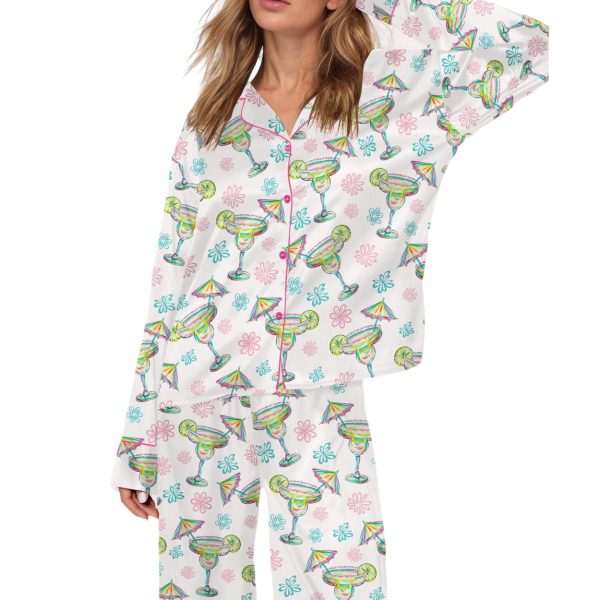 Salty Margarita Watercolor Satin Pajama Set