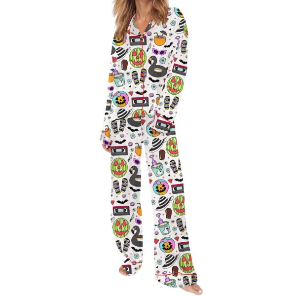 Summerween Halloween Spooky Satin Pajama Set