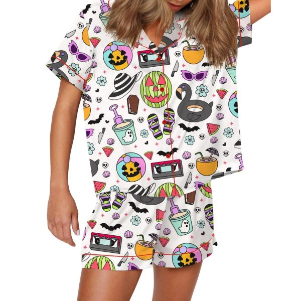 Summerween Halloween Spooky Satin Pajama Set