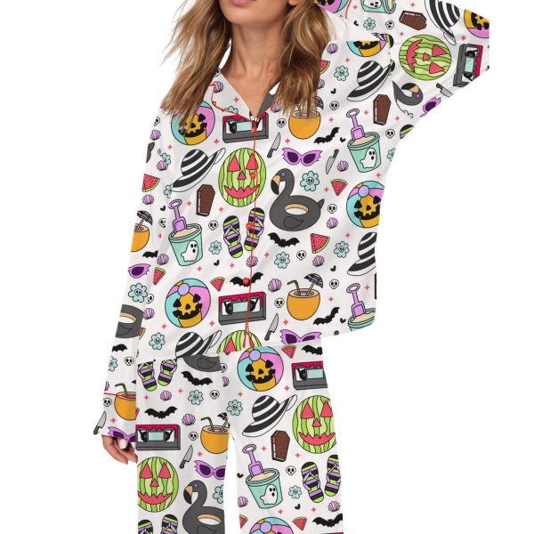 Summerween Halloween Spooky Satin Pajama Set