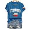 V-Neck Retro Pray For Texas Texas Strong Print T-Shirt