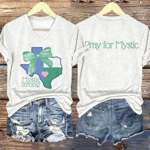V Neck Retro Texas Strong Green Bow Mystic Strong Pray For Mystic Print T-Shirt 4 V Neck Retro Texas Strong Green Bow Mystic Strong Pray For Mystic Print T Shirt