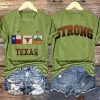 V-Neck Retro Texas Strong Print T-Shirt