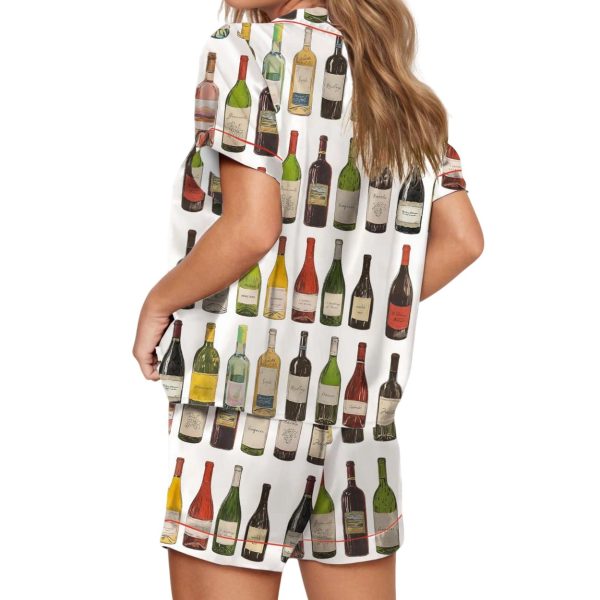 Vintage Wine Bottles Satin Pajama Set