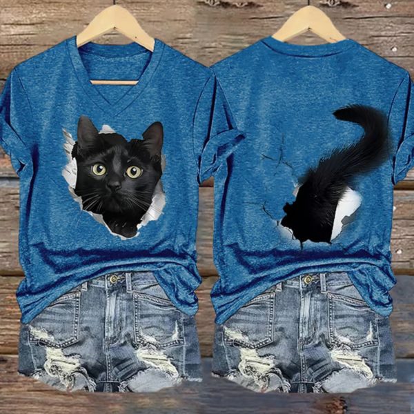 Women’s Funny Cat 3D Print Casual T-shirt