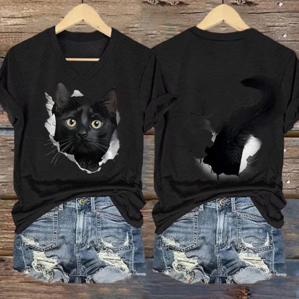 Women’s Funny Cat 3D Print Casual T-shirt