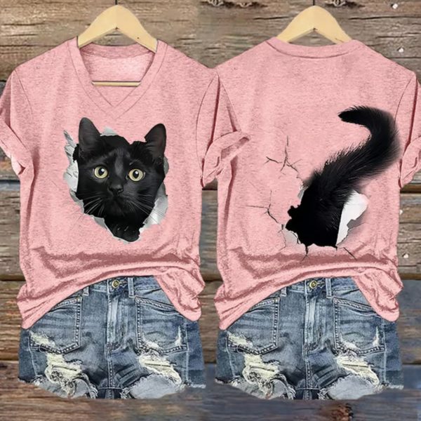 Women’s Funny Cat 3D Print Casual T-shirt