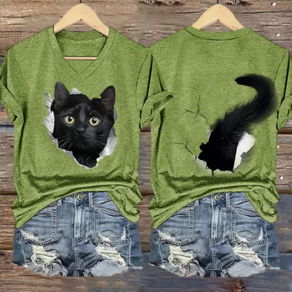 Women’s Funny Cat 3D Print Casual T-shirt