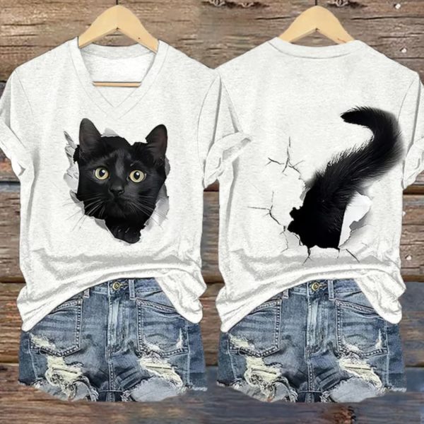 Women’s Funny Cat 3D Print Casual T-shirt