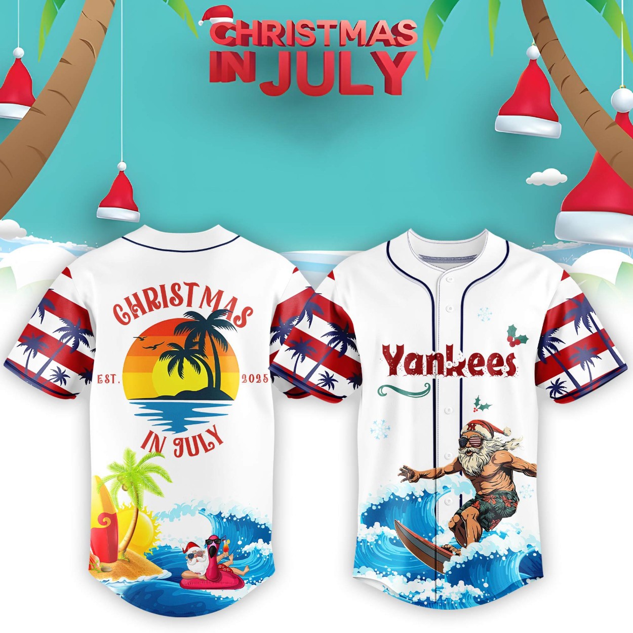 Yankees Christmas July Santa 2025 Jersey Yankees Christmas July Santa 2025 Jersey