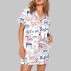 Husky And Snowflakes Silky Satin Pajama Set