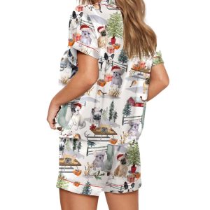 Christmas French Bulldog Silky Satin Pajama Set 2 Christmas French Bulldog Silky Satin Pajama Set