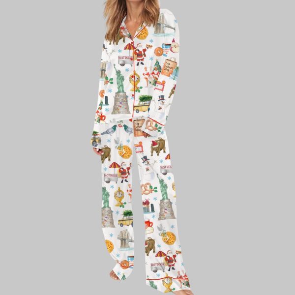 Christmas In New York Silky Satin Pajama Set