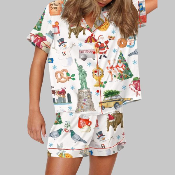 Christmas In New York Silky Satin Pajama Set
