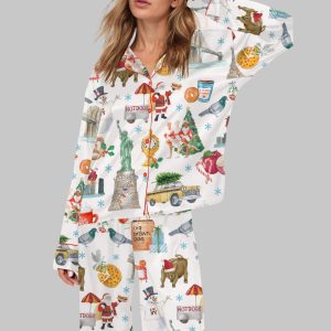Christmas In New York Silky Satin Pajama Set