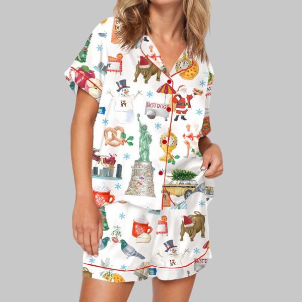 Christmas In New York Silky Satin Pajama Set