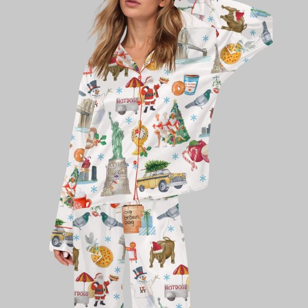 Christmas In New York Silky Satin Pajama Set