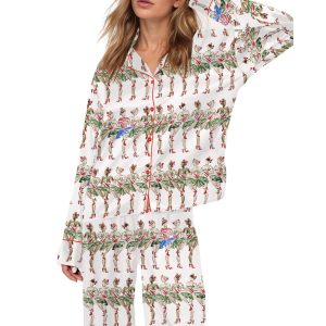 Christmas Radio City Rockette Silky Satin Pajama Set