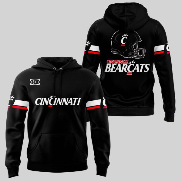 Cincinnati Football Big 12 Black Pullover Hoodie 2025