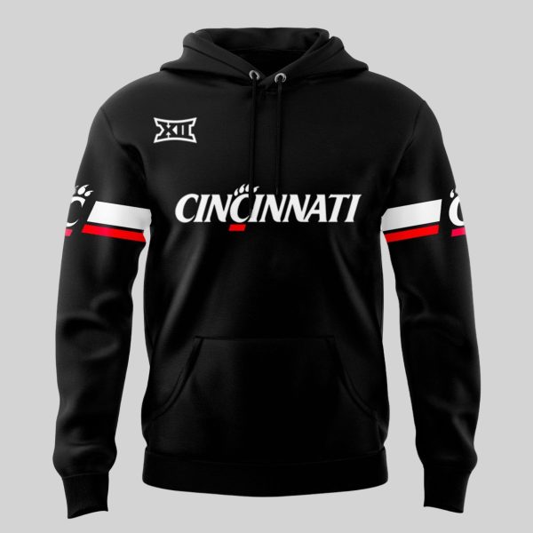 Cincinnati Football Big 12 Black Pullover Hoodie 2025