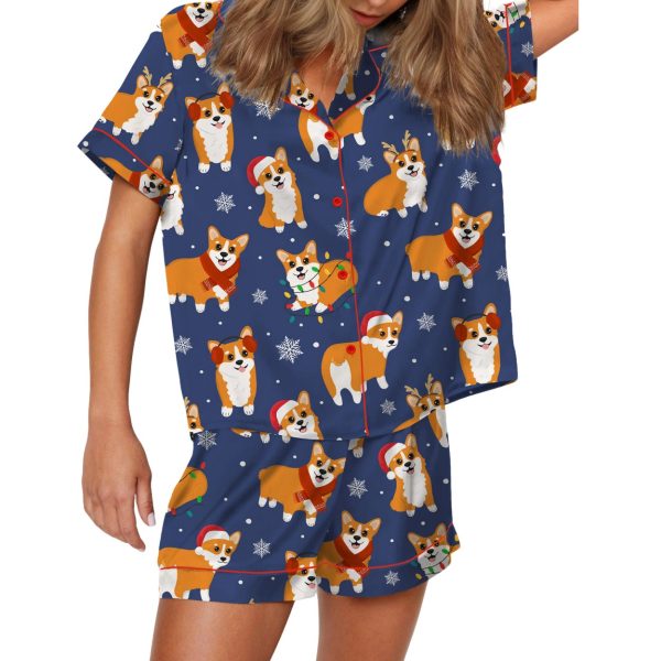 Corgi Christmas Silky Satin Pajama Set