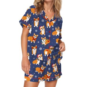 Corgi Christmas Silky Satin Pajama Set