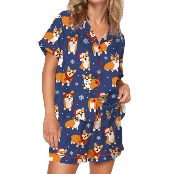 Corgi Christmas Silky Satin Pajama Set