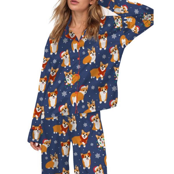Corgi Christmas Silky Satin Pajama Set