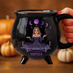 Custom Cartoon Witch Cauldron Coffee Mug