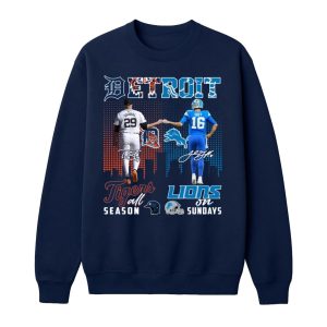 Detroit Skubal Goff Tigers All Season Lions On Sundays Shirt