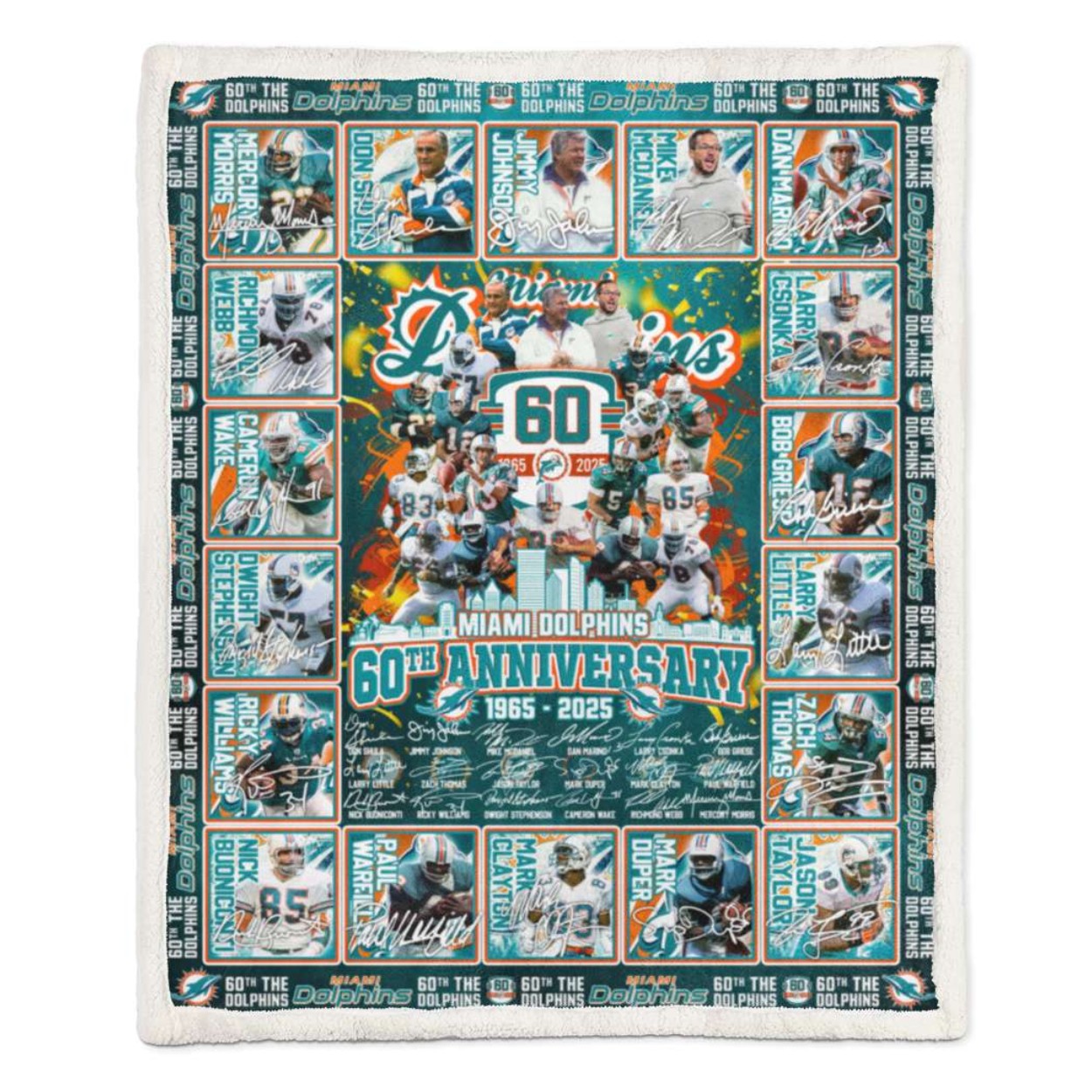 Dolphins 60th Anniversary 1965 2025 Blanket Dolphins 60th Anniversary 1965 2025 Blanket