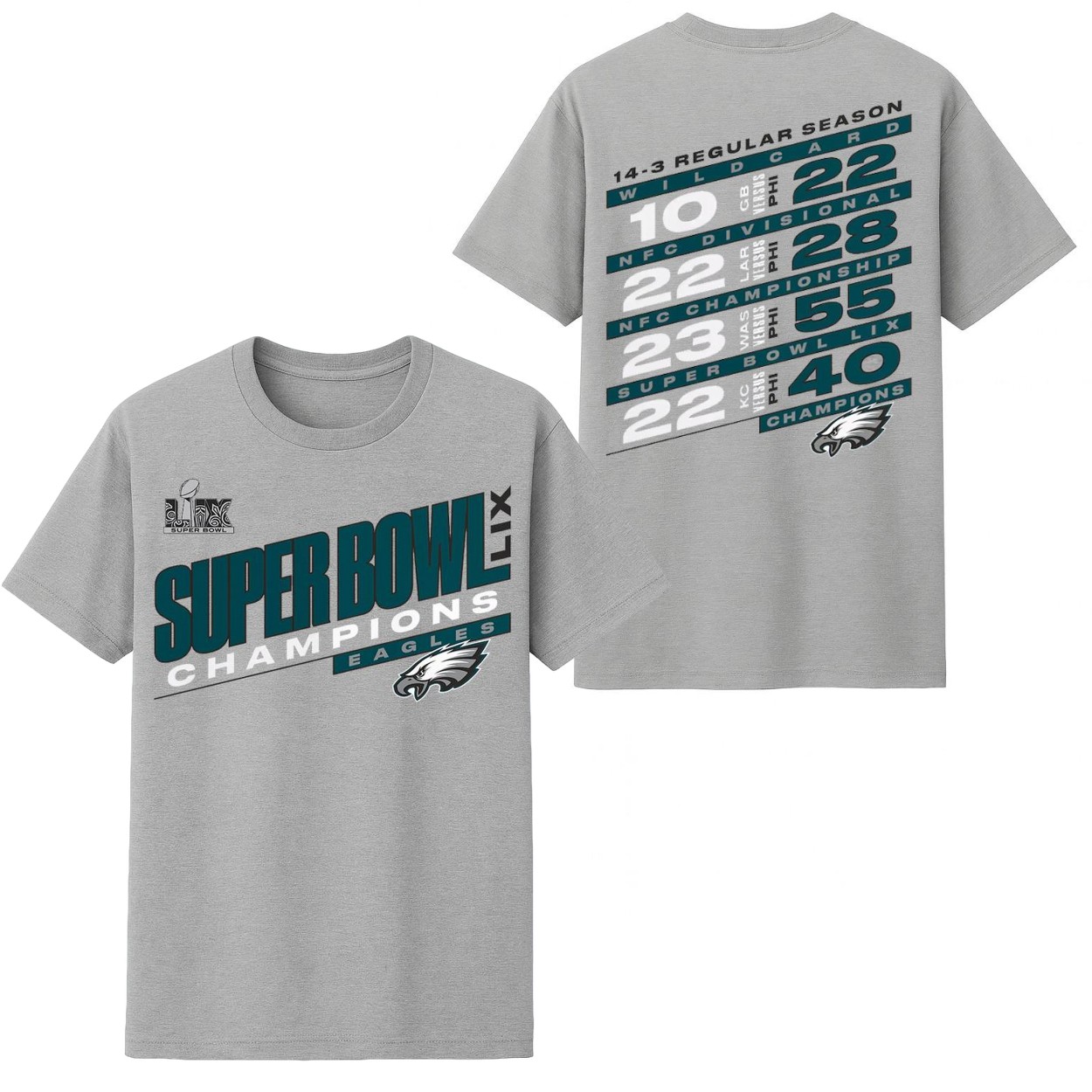 Eagles Super Bowl LIX Champions 14 3 Regular Season Shirt 1 Eagles Super Bowl LIX Champions 14 3 Regular Season Shirt 1