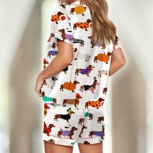 Halloween Dachshund Satin Pajama Set 2 Halloween Dachshund Satin Pajama Set