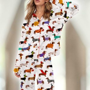Halloween Dachshund Satin Pajama Set 1 Halloween Dachshund Satin Pajama Set