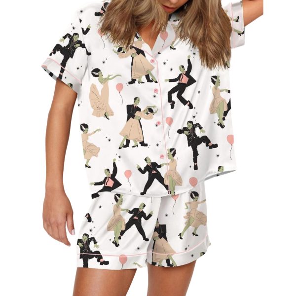 Halloween Monster Dance Silky Satin Pajama Set
