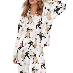 Halloween Monster Dance Silky Satin Pajama Set