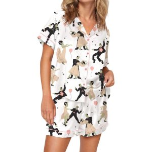 Halloween Monster Dance Silky Satin Pajama Set