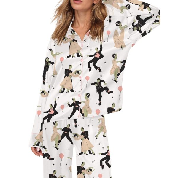 Halloween Monster Dance Silky Satin Pajama Set