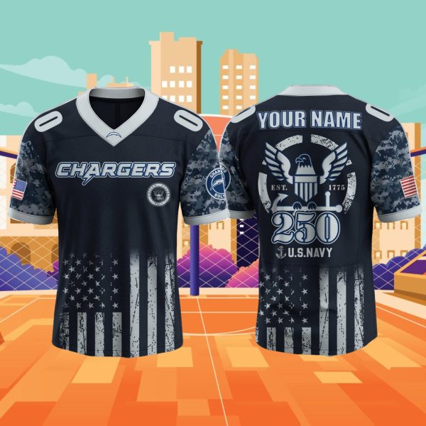 LA Chargers US Navy 250th Birthday Celebration Jersey