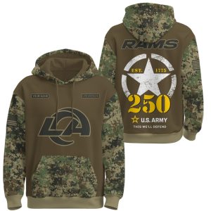 LA Rams US Army 250th Birthday Hoodie