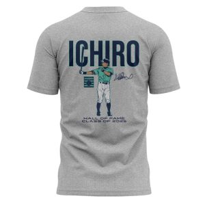 Limited Edition Mariners Ichiro Suzuki 2025 HOF Gray T Shirt