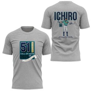 Limited Edition Mariners Ichiro Suzuki 2025 HOF Gray T Shirt