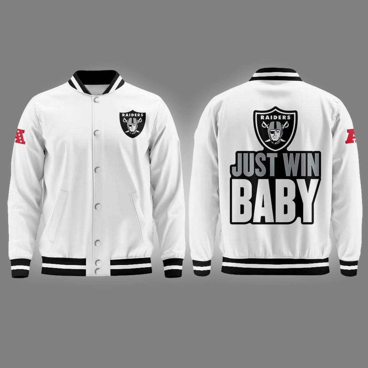 Limited Edition Pete Carroll Just Win Baby Raiders Bomber Jacket Limited Edition Pete Carroll Just Win Baby Raiders Bomber Jacket