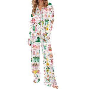 Lovely Nutcracker Christmas Silky Satin Pajama Set